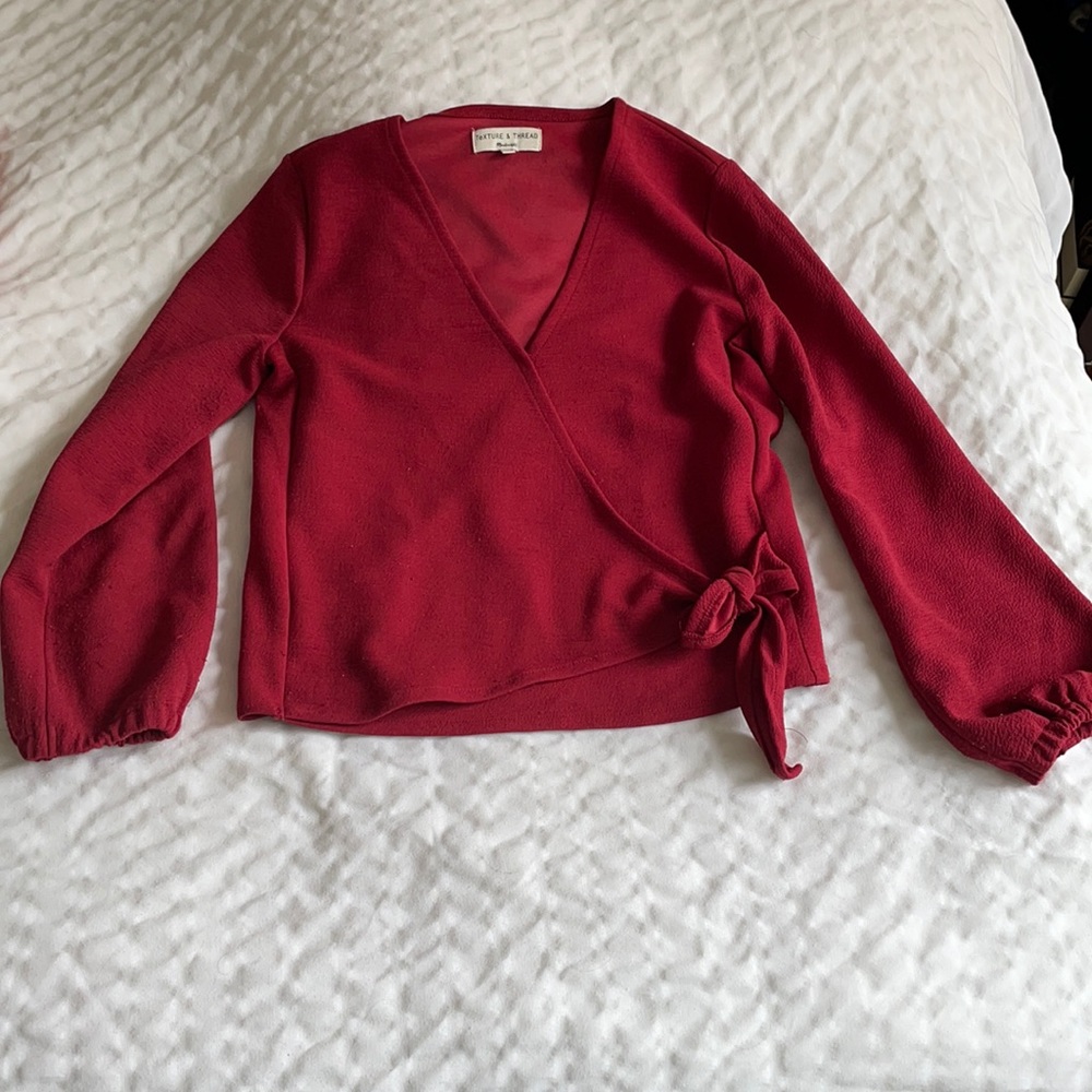 Madewell Red Cross Tie Blouse